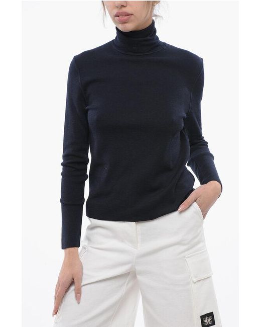 Dior Blue Turtleneck Cashmere And Silk Sweater