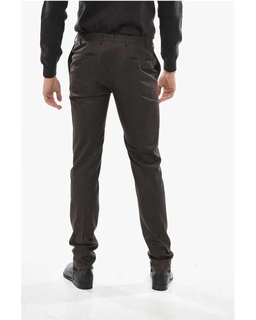 Corneliani Black 4-Pocketed Virgin Wool Pants With Belt Loops for men