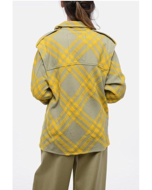 Burberry Yellow Alpaca Blend Tartan Overshirt