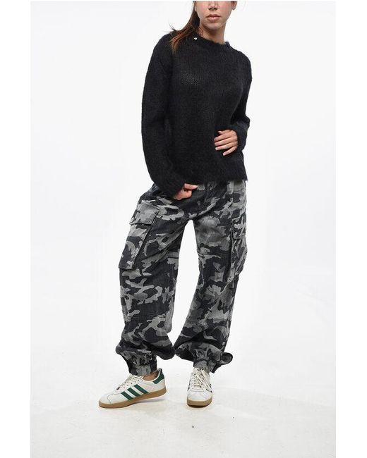 DSquared² Black Solid Color Mohair Crew-Neck Sweater