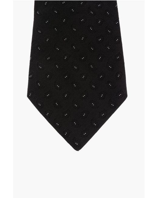Corneliani Black Paisley Patterned Silk Ascot Tie for men