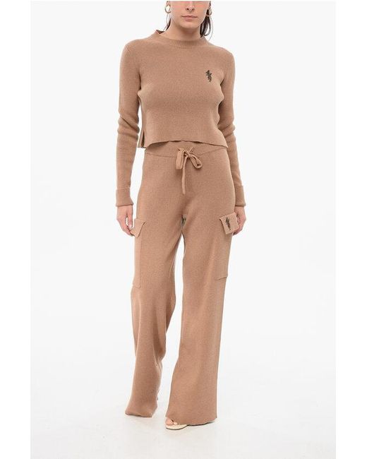 Amiri Natural Cashmere Blend Cargo Pants With Elastic Waistband