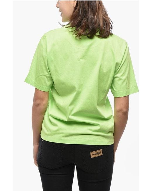 DSquared² Green Crew Neck Icon Cotton T-Shirt