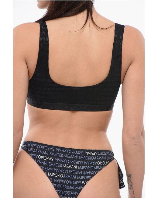 Armani Black Emporio Lycra Bra With Monogram Detail