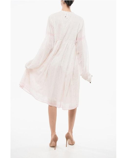 Péro White Flared Bottoni Dress