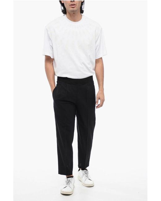 Neil Barrett Black Tapered Fit Linen Blend Pants With Double Pleat for men