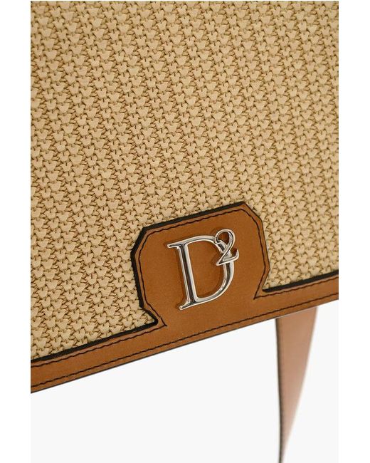 DSquared² Natural Raffia Leather Crossbody Bag