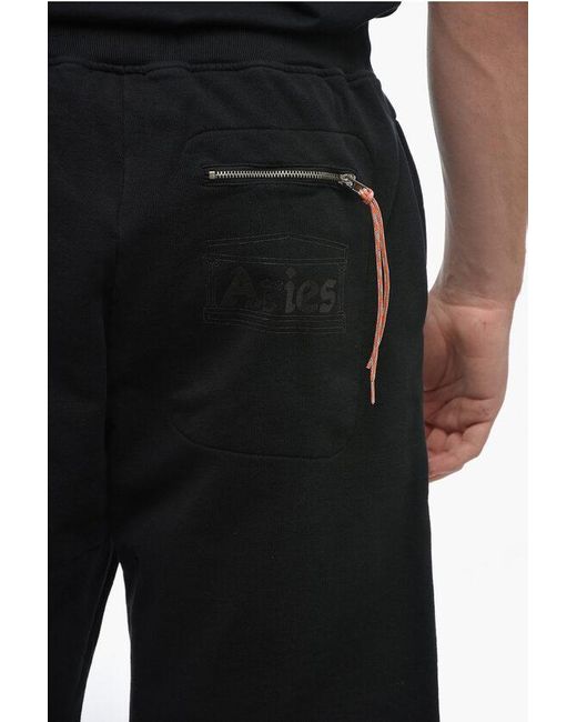 Aries Black Raw Cut Bottom Jogger Shorts for men