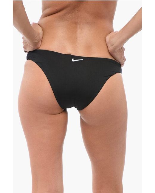 Nike Black Swim Solid Color Bikini With Printed Logo