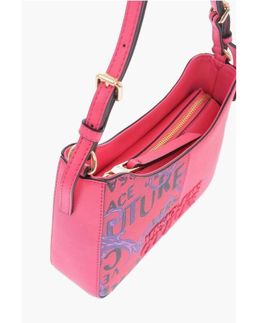 Versace Pink Jeans Couture Baroque Motif Shoulder Bag With Embossed Logo