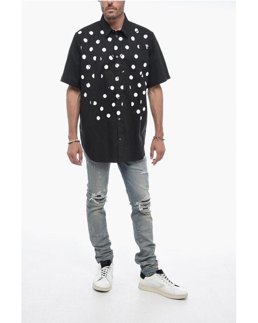 Raf Simons Black Short Sleeve Polka Dots Classic Collar Shirt for men