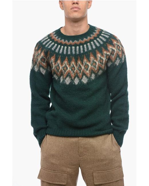 Howlin' By Morrison Green Fair-Isle Wool Crew-Neck Sweater for men