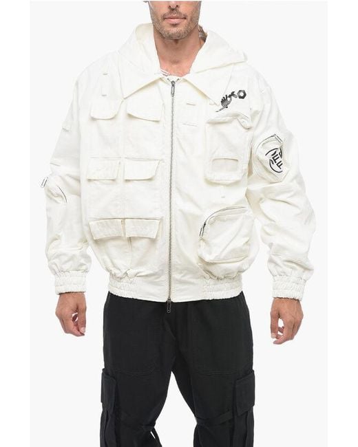 Off-White c/o Virgil Abloh White Utility Bomber Jacket With Removable Hood for men