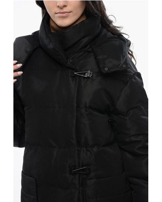 AllSaints Black Quilted Allana Maxi Jacket With Removable Hood