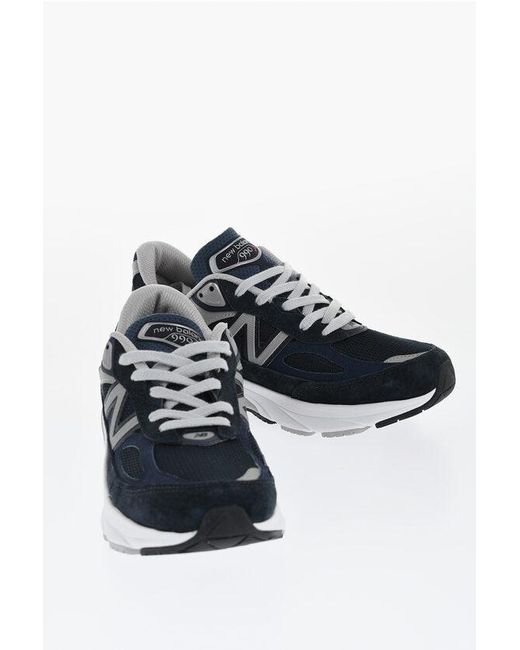 New Balance Blue Suede 990 Low Sneakers With Contrasting Logo