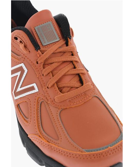 New Balance Brown Leather 990V4 Low Top Sneakers for men