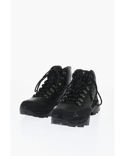 Roa Black Solid Color Leather Andreas Hiking Boots for men