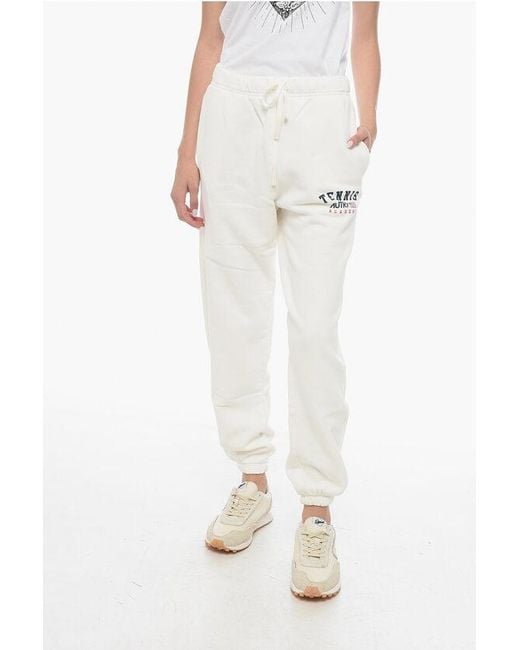 Autry White Fleeced-Cotton Joggers With Drawstring Waist