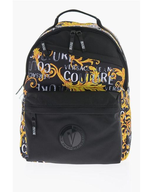 Versace Jeans Couture Baroque Patterned Fabric Backpack in