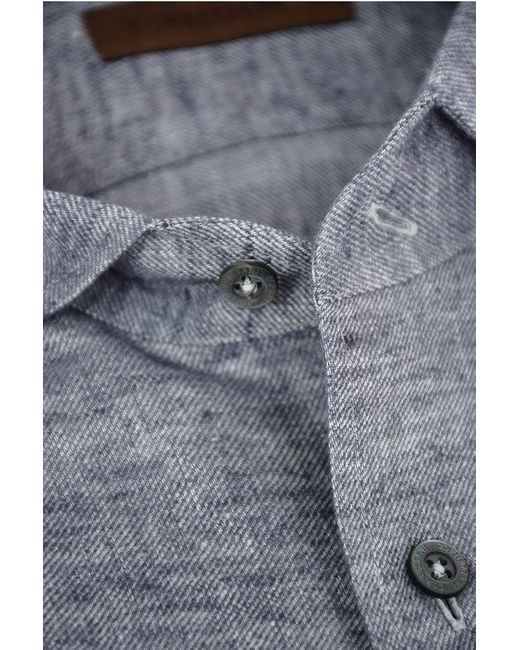 Corneliani Gray Id Couture Twill Flannel Cotton Shirt for men