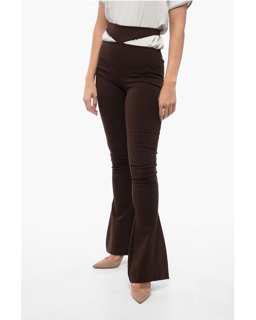 The Attico Black Stretchy Flared Pants With Cut-Out Effect Belt