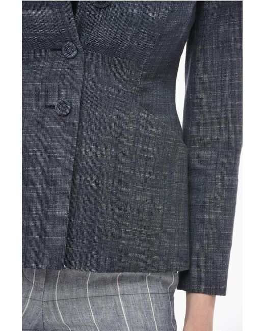 Dior Gray Denim Effect Slim Fit Blazer With Covered Buttons