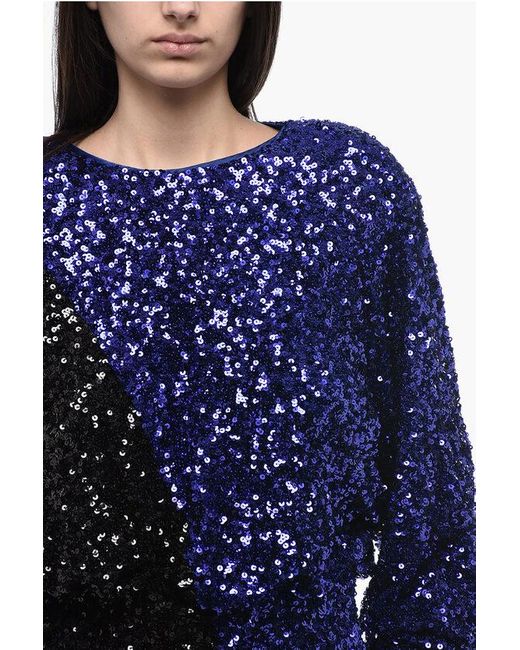 ROTATE BIRGER CHRISTENSEN Blue Two-Toned Sequined Mini Dress