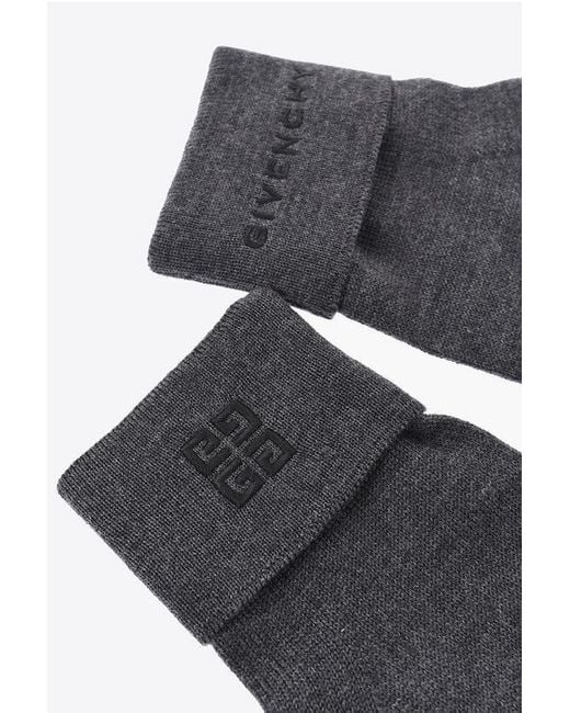 Givenchy Black Wool Gloves With Logo for men