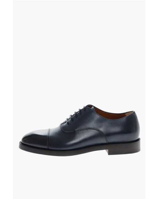 Zegna Blue Leather Torino Oxford Shoes for men