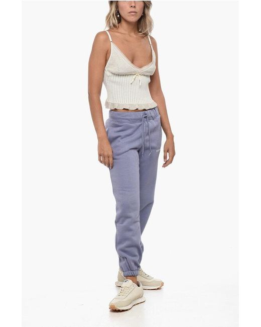 Converse Blue Fleeced Cotton Blend Sweatpants With Cuffs