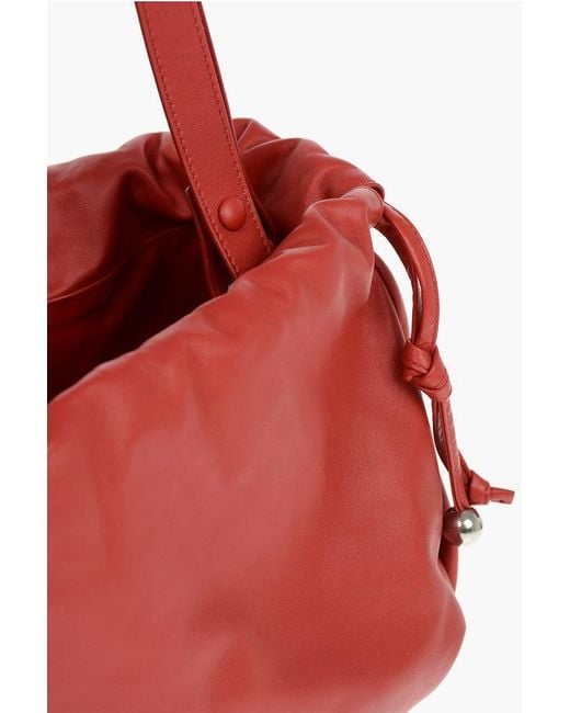 Bottega Veneta Red Soft Leather Bulb Handbag With Coulisse