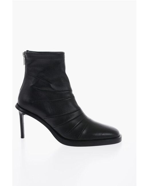 Ann Demeulemeester Black Leather Hedy Sock Boots With Embroderies 8Cm