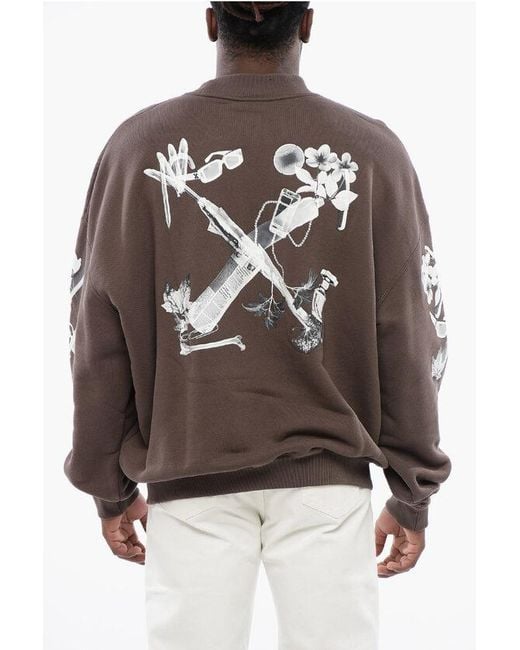 Off-White c/o Virgil Abloh Brown Oversized Crew-Neck Sweatshirt With Print On The Back for men