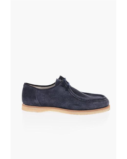 Corneliani Blue Suede Loafers With Contrast Sole for men