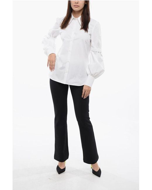 Off-White c/o Virgil Abloh White Popeline Straps Shirt With Puffed Sleeves