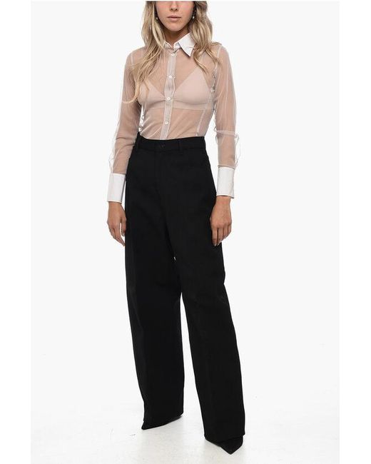 Balenciaga Black Wool-Blend Baggy Pants With High Waist