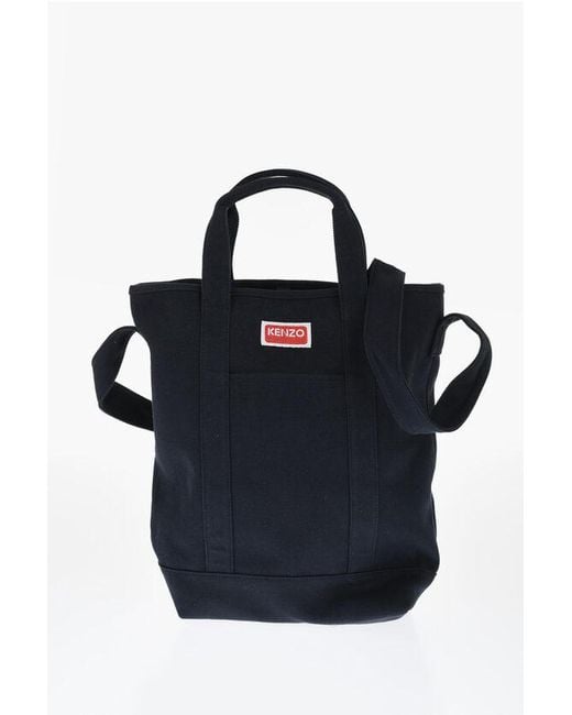 KENZO Blue Cotton Twill Tote Bag With Maxi Embroidery for men