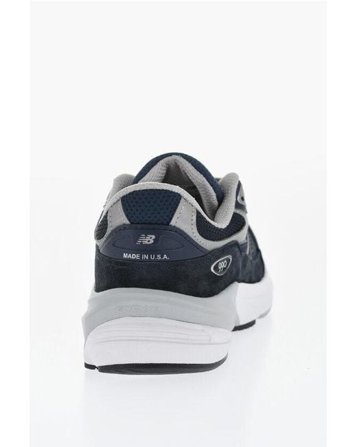 New Balance Blue Suede 990 Low Sneakers With Contrasting Logo