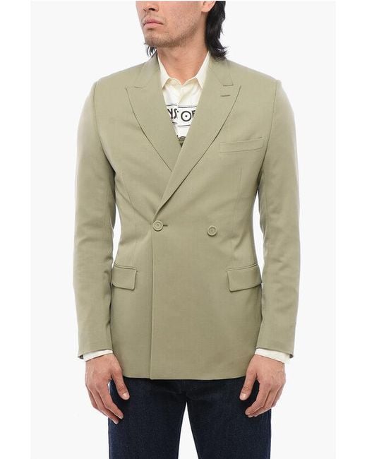 Dior Green Wool Double Breasted Blazer With Peak Lapel for men