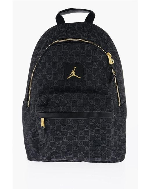Nike Black Air Jordan Monogram Backpack With Golden Details
