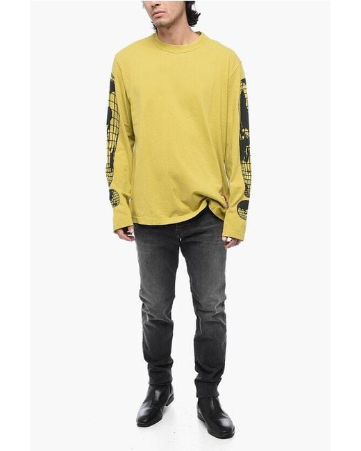 DIESEL Yellow Printed T-Crane Ls-L3 T-Shirt for men