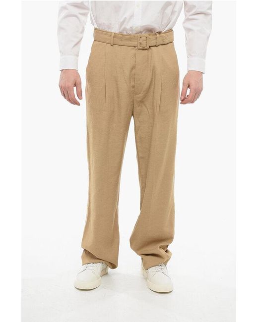 Dries Van Noten Natural 4-Pocketed Straight Fit Pants With Belt for men