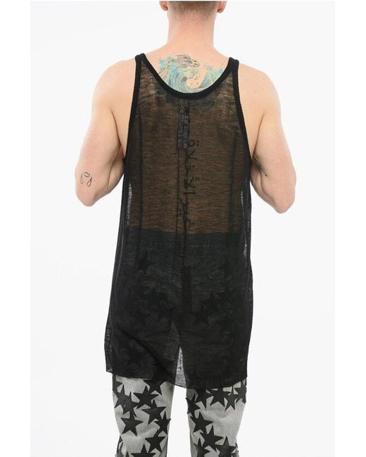Rick Owens Black Lido See Through Wool Tank Top for men