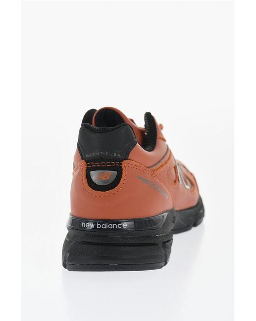 New Balance Brown Leather 990V4 Low Top Sneakers for men