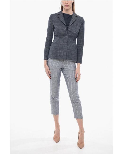 Dior Gray Denim Effect Slim Fit Blazer With Covered Buttons
