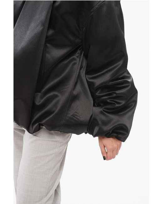we11done Black Draped Satin Bomber Jacket