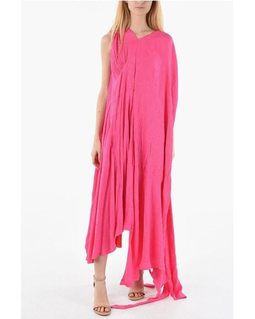 Balenciaga Pink Short Sleeved Asymmetric Maxi Dress