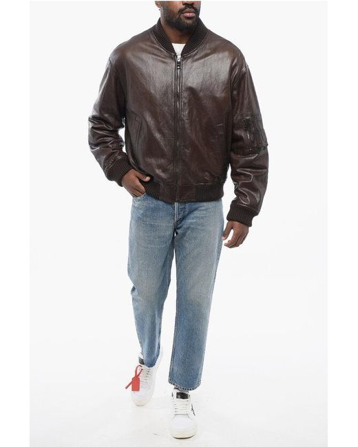 Dolce & Gabbana Black Lambskin Zip-Up Bomber Jacket for men
