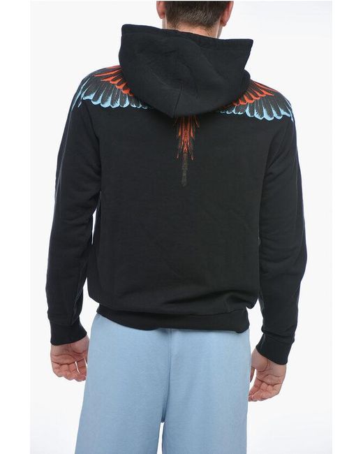 Marcelo Burlon Black Printed Icon Wings Hoodie for men