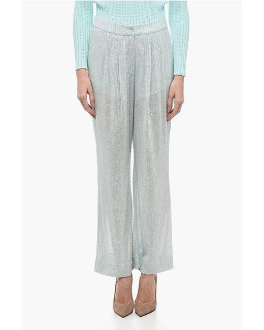 ROTATE BIRGER CHRISTENSEN Gray Mesh Pant With Sequined Embroidery